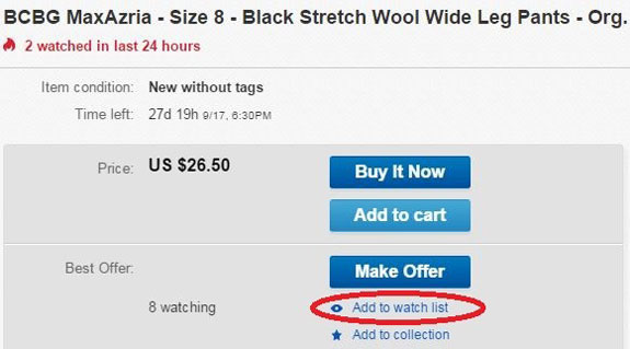 legg til eBay watch list 